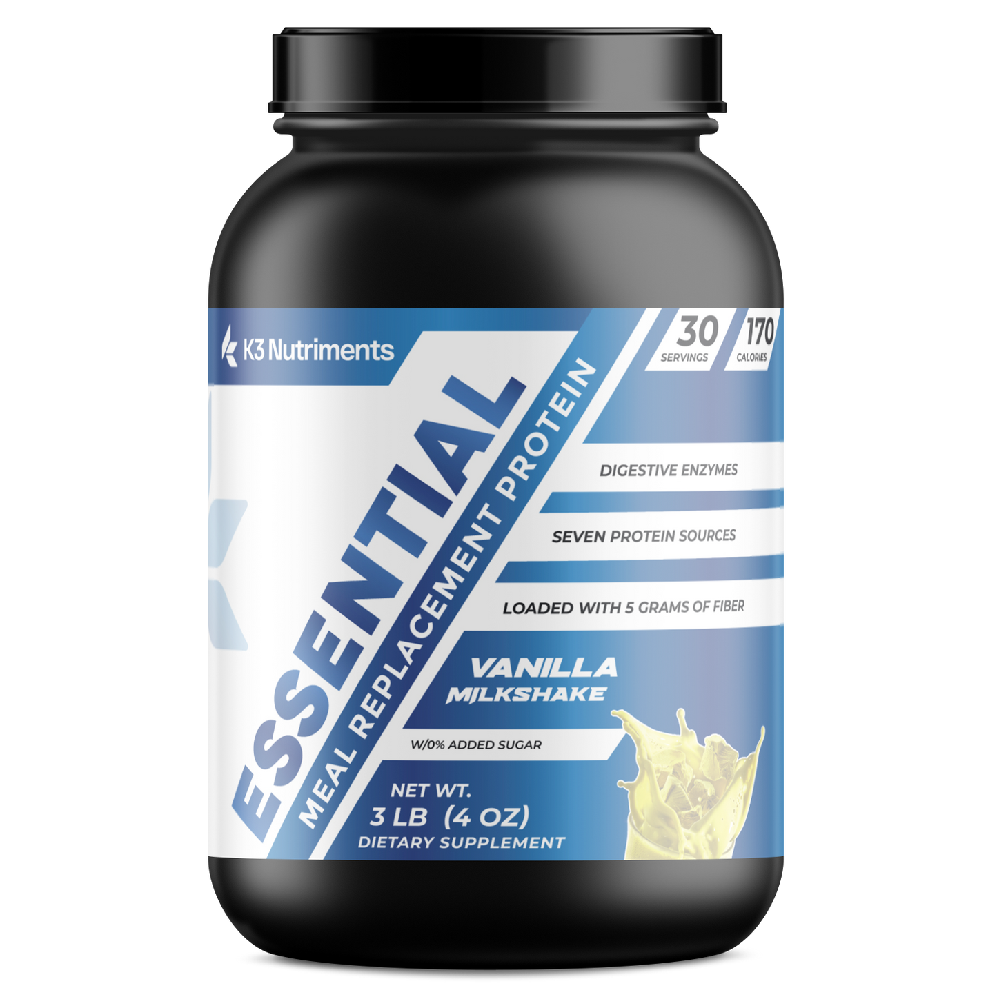 2.9lb Essential Meal Replacement Protein Vanilla Milkshake w/0% Added Sugar