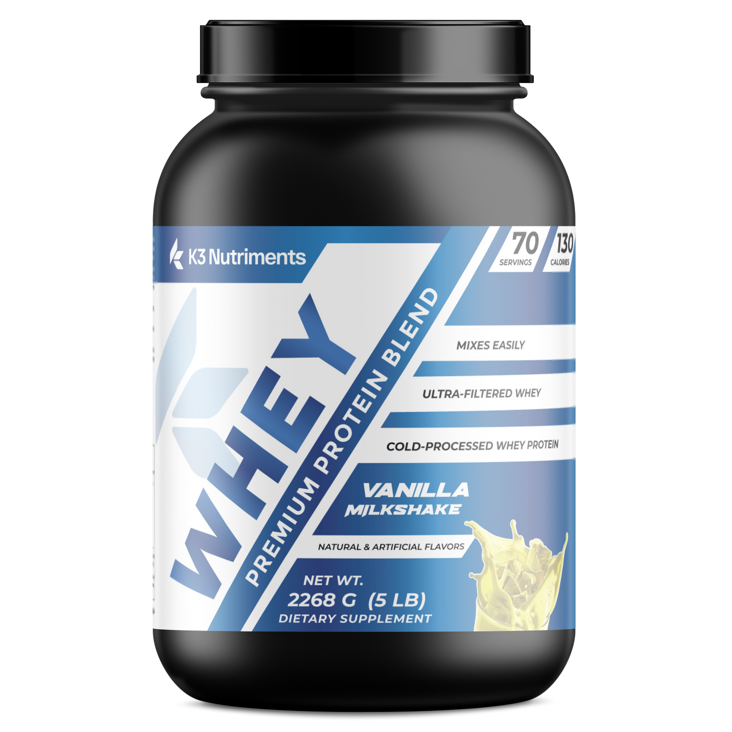 5lb Whey Protein Vanilla (70 servings) 100% reorder rate!