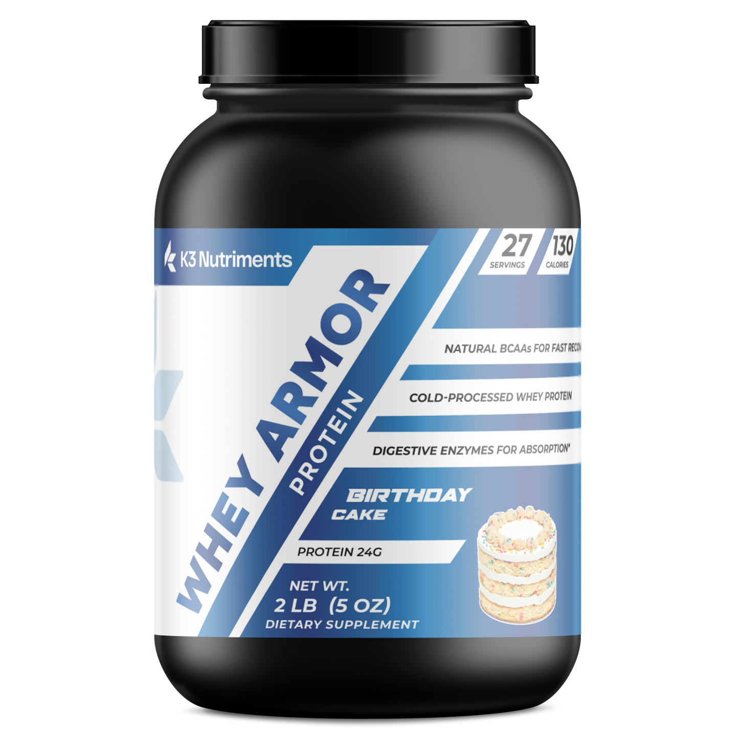 2lb Whey Armor Protein Birthday Cake