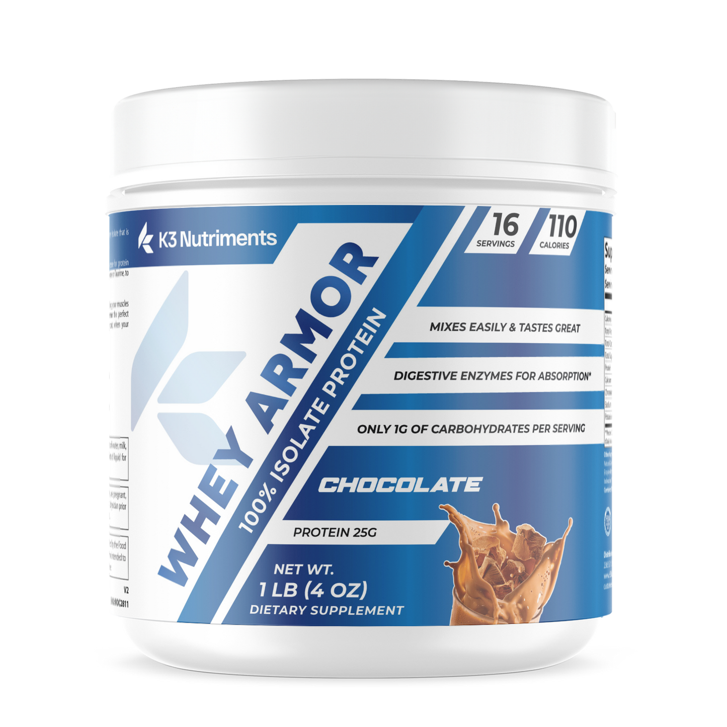 1lb 100% Whey Armor Isolate Protein Chocolate