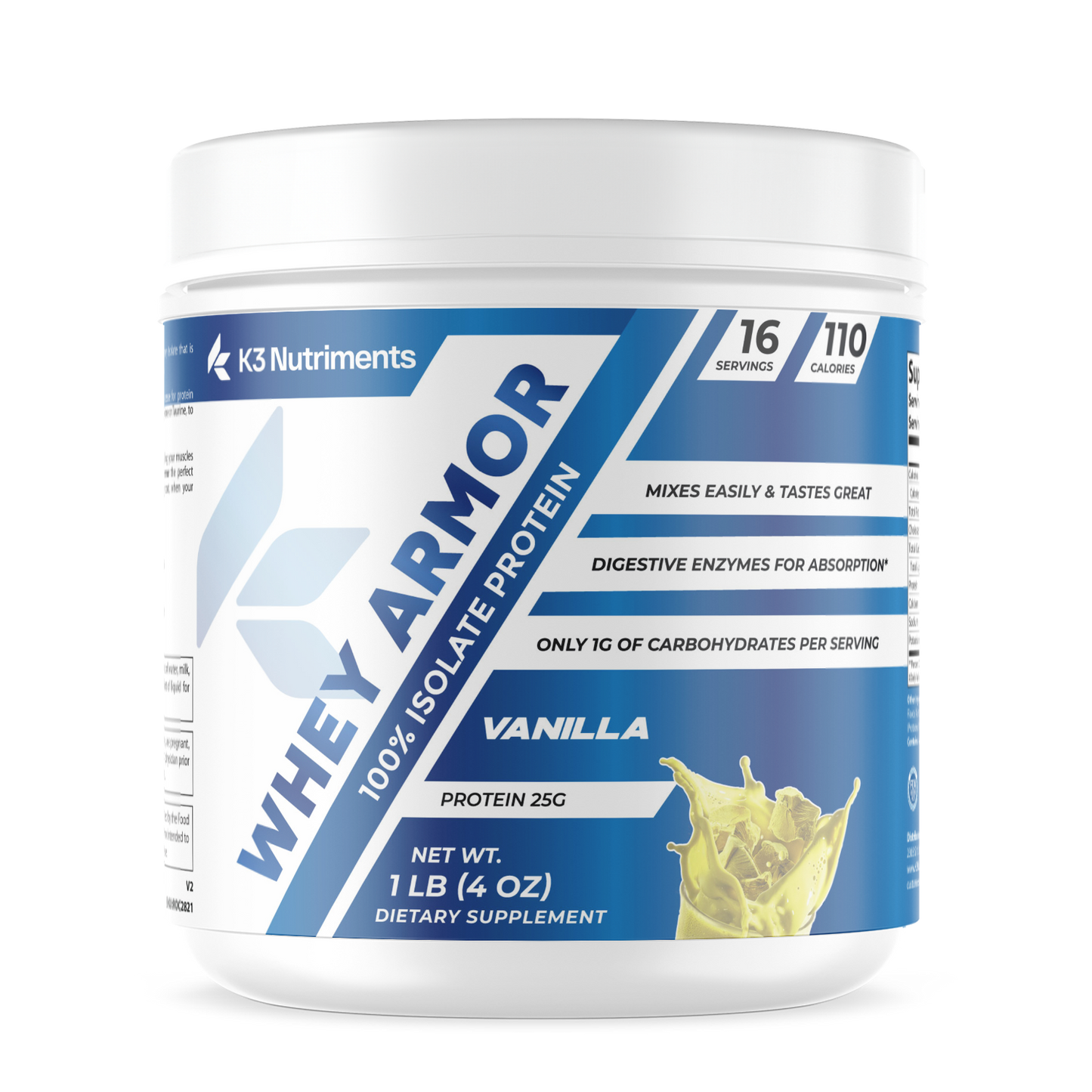1lb Whey Armor Isolate Protein Vanilla