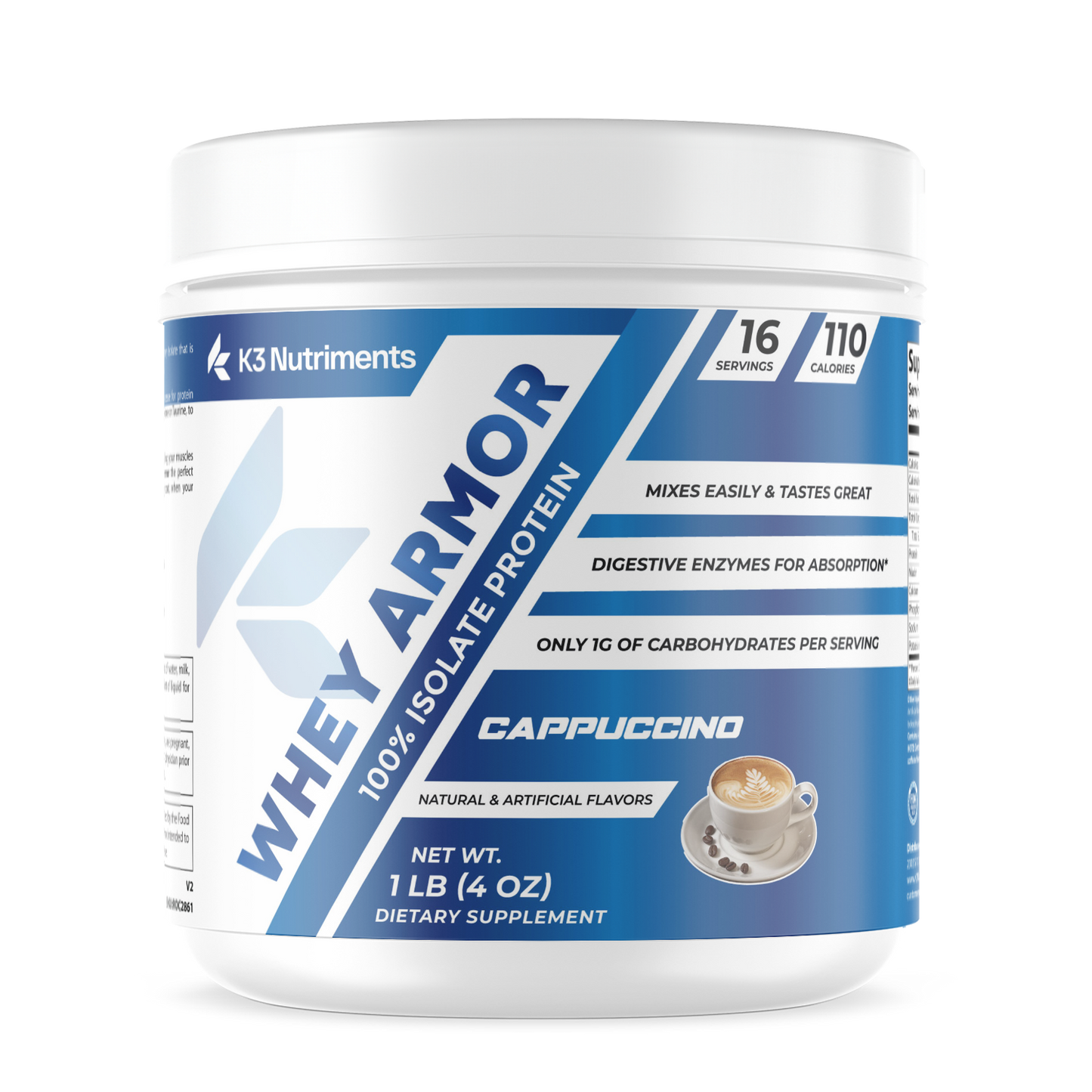 1lb 100% Whey Armor Isolate Protein Cappuccino