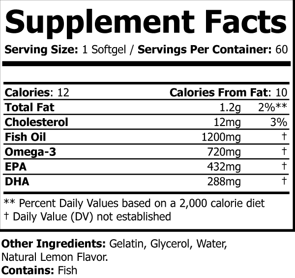 Omega 3 Fish Oil (60 day supply)