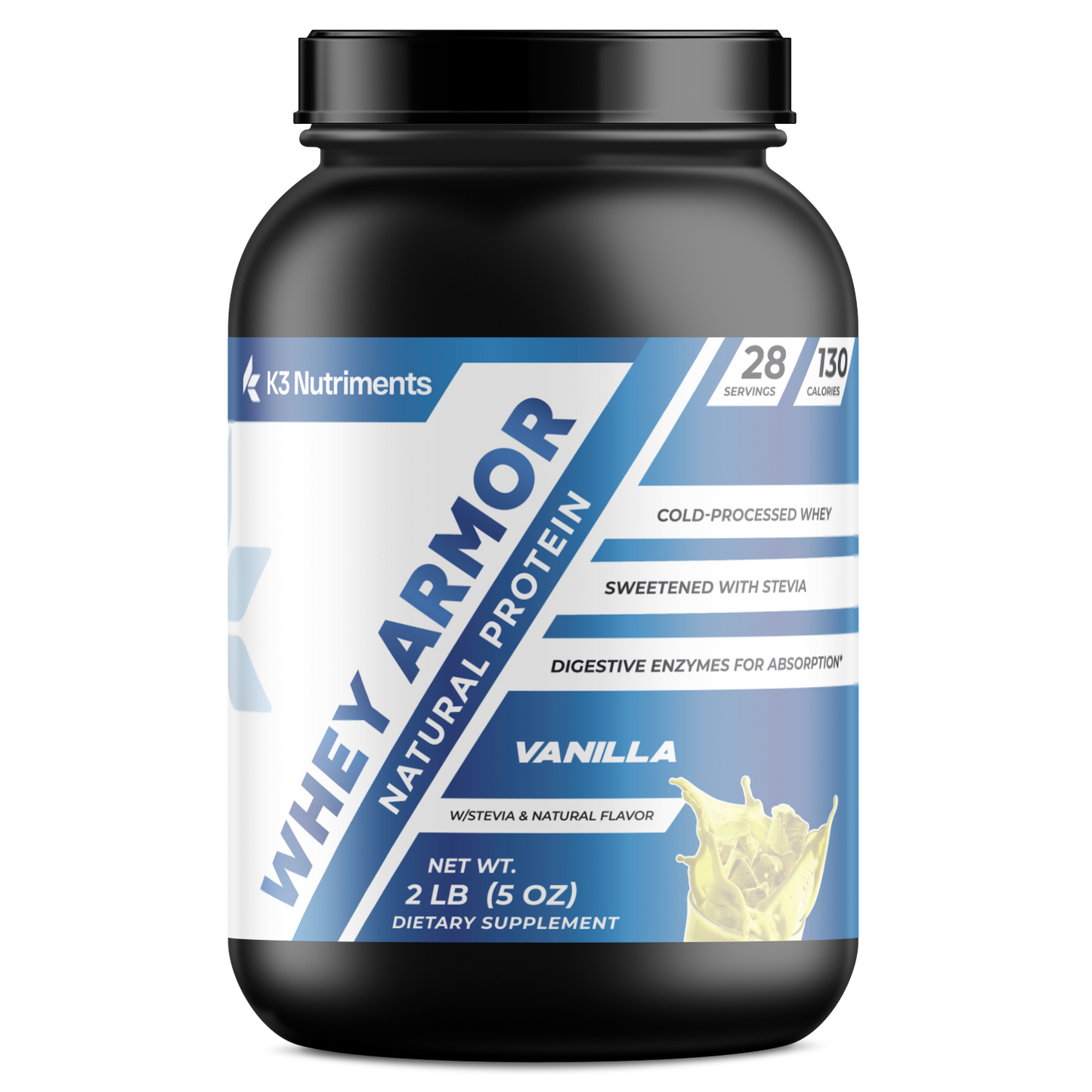 2lb Whey Armor Natural Protein Vanilla  Non - GMO