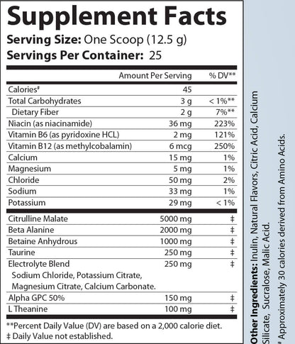 Non - Stim Pump Pre - Workout: Pineapple 312.5g w/ Natural Flavor