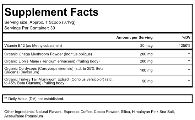 Organic Espresso Coffee w/Organic Mushroom (mold free)